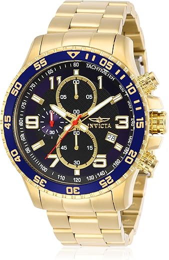 Invicta Stainless Steel Specialty Chronograph Black Dial Analog Watch for Men – 14878, Gold Band