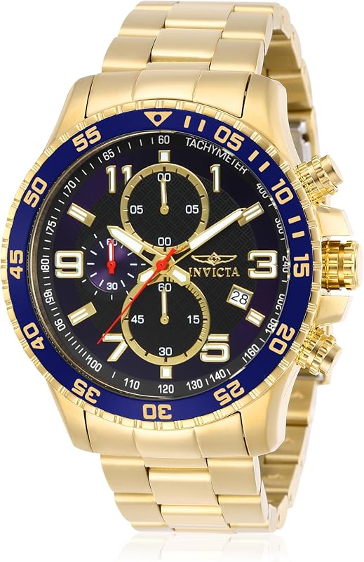 Reloj de acero inoxidable con esfera texturizada y cronógrafo especial Invicta para hombre