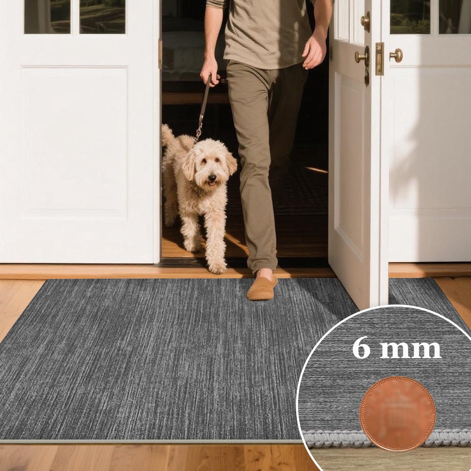 Alfombra de Pasillo y Cocina Lavable Antideslizante Alfombra Corredor Tapete Larga Alfombra para Pasillos Felpudo Entrada Lavadero 50 x 350 cm Moqueta por Metros Alfombra Cocina Gris