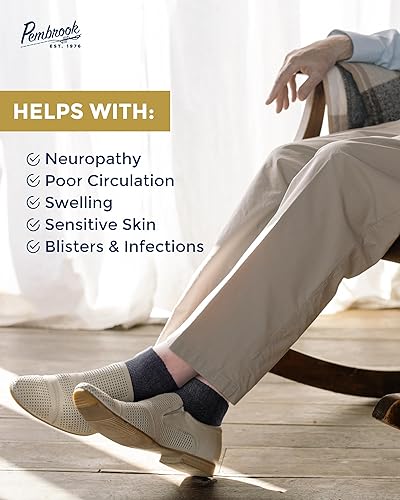 Miniatura 5 de Pembrook Calcetines tobilleros para diabéticos para hombres y mujeres, 6 pares de calcetines de corte bajo sin costuras para diabéticos para mujer