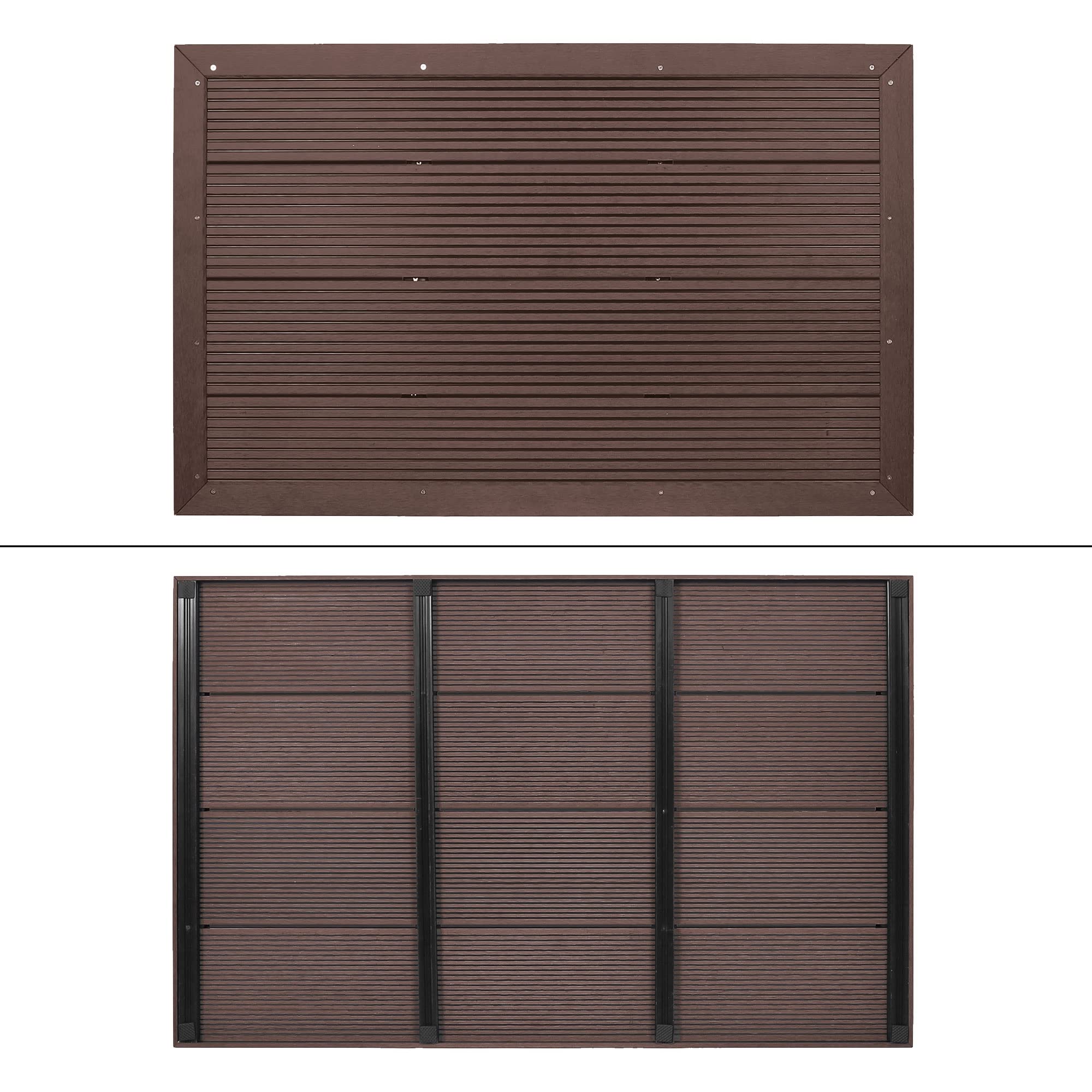 ML-Design WPC element podlogowy do prysznica solarnego, drabinki basenowej lub basenu, brazowy, 101 x 63 x 5,5 cm, podstawa antyposlizgowa, w zestawie material montazowy, plyta podlogowa do prysznica