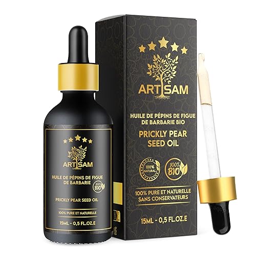MEILLEURE HUILE ANTI-AGE HUILE DE PÉPINS DE FIGUE DE BARBARIE BIO - Top 1 des soins anti-rides et anti-cernes - Pressé à froid Certifiée 100% Bio Pure et Naturelle - Extra Vierge 15 mL Vegan