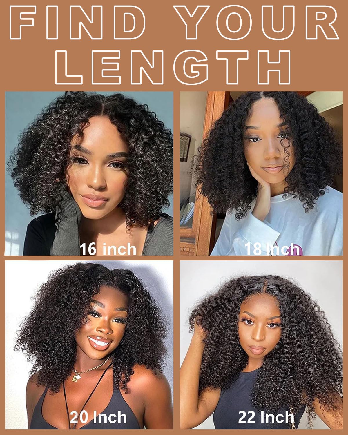 V Part Wig Human Hair Kinky Curly Upgrade U Part Human Hair Wig With Adjustable Drawstring 200% Density V Shape Clip In Half Wig For Women Natural Color 18 Inch