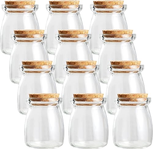 Magic Season Botellas de vidrio decorativas con tapones de corcho (3.3 fl oz. botellas de pudín 12 piezas)