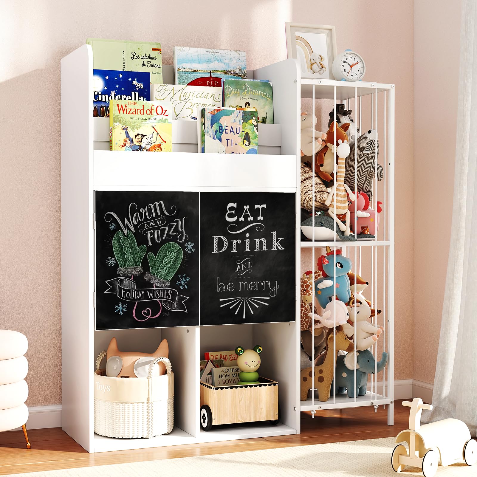 Quikraen Kids Bookshelf and Toy Storage Organizer, 3-Tier Bookshelf for Kids Rooms, 39.5