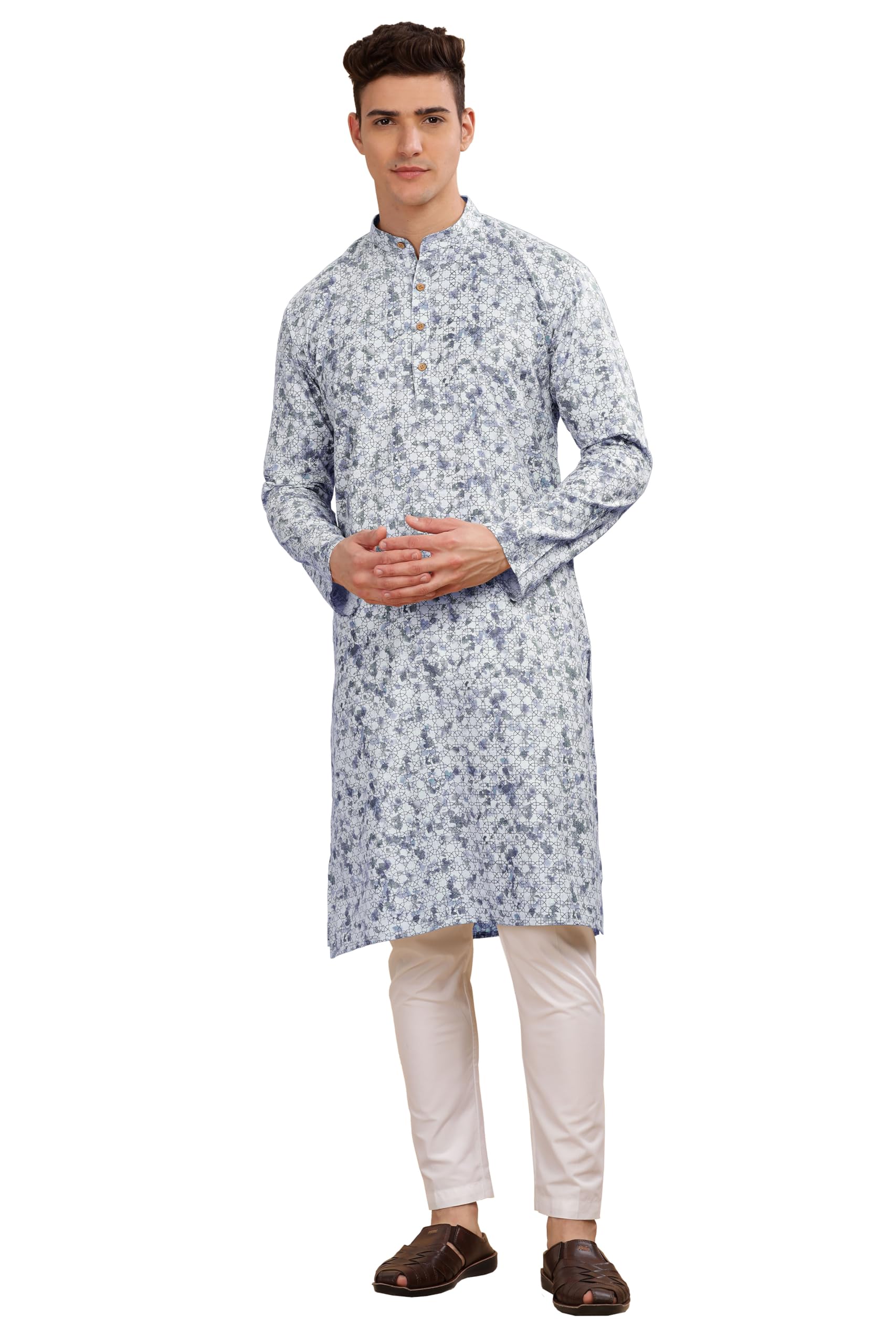 Be Active Men's Cotton Regular Kurta (C-399-1_Blue