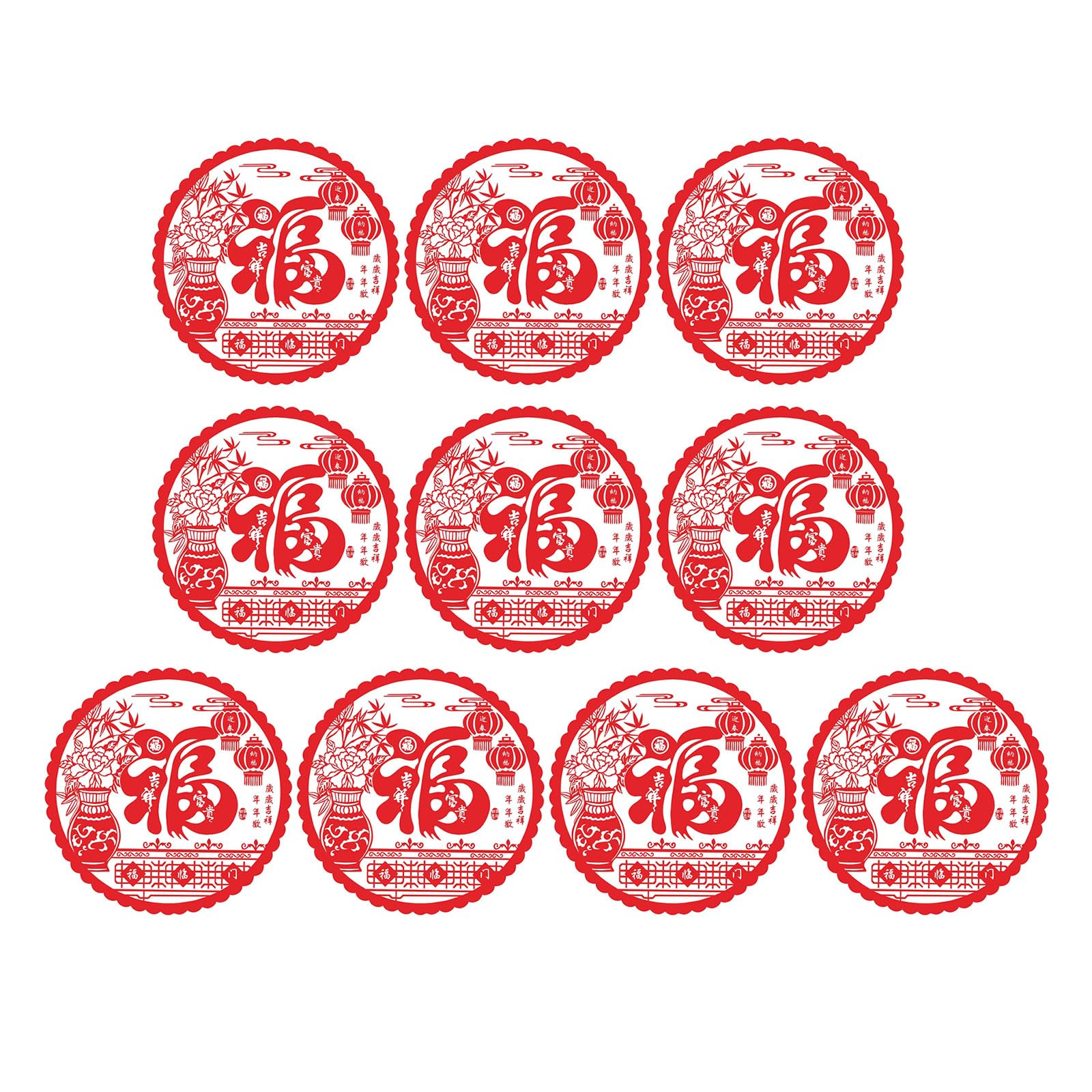 carotoe Festival Blessing Wall Decal 10Pieces Chinese Zodiacs Snake Year Statics Window Clings Sticker for Glass and Wall Decors Window Decal