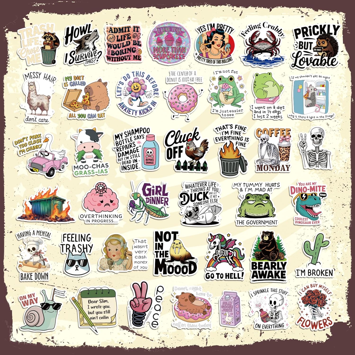 300 Pcs Funny Stickers for Adults, Waterproof Hard hat Stickers, Vinyl Sarcastic Meme Decals for Bumpers, Kindle, Journal, Scrapbook, Skateboard, Luggage, Featuring No Repeats - Image 6