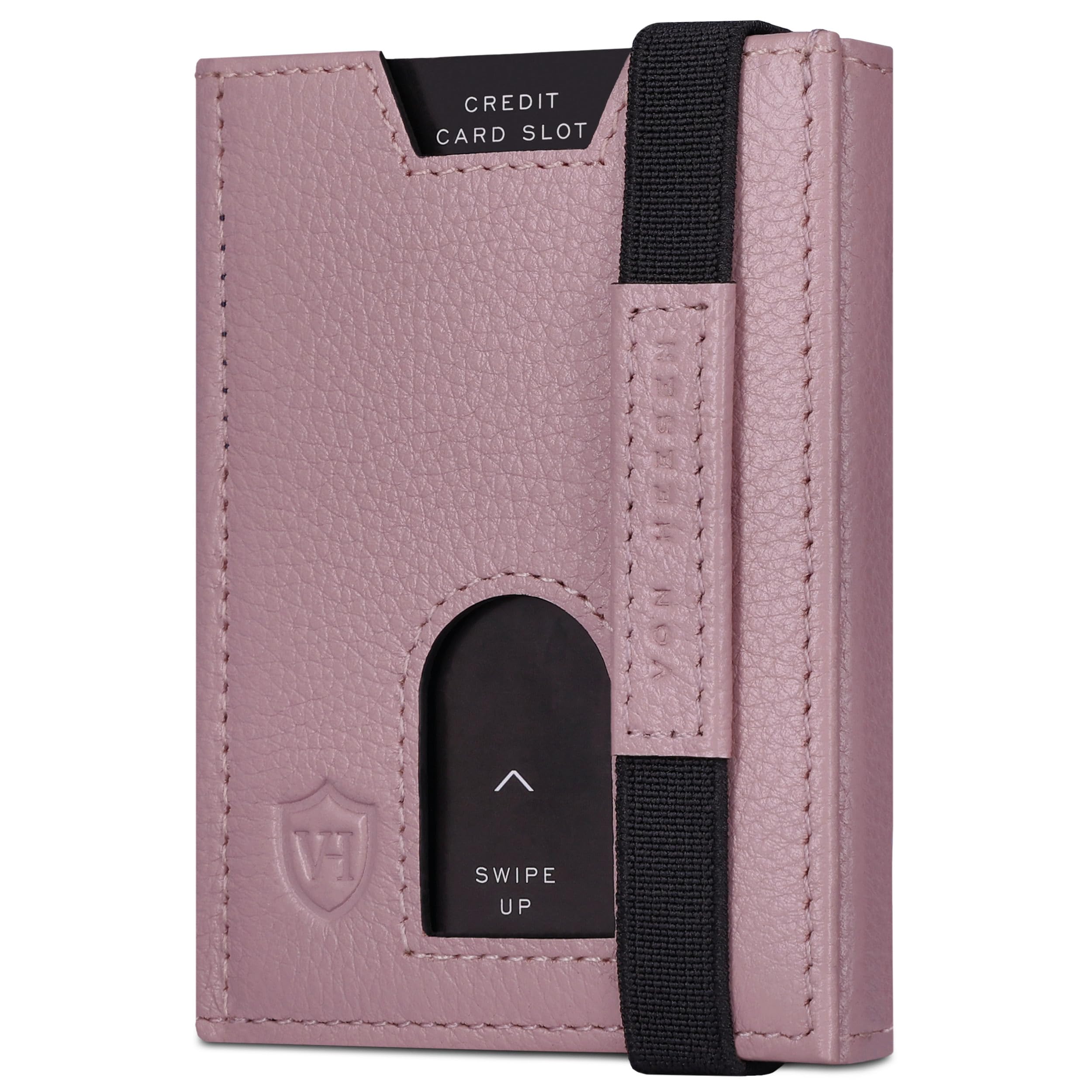 VON HEESEN Leder Slim Wallet - Geldbeutel mit RFID Schutz - Mini Geldbörse für Herren und Damen - Kartenetui Echtleder Karten Portemonnaie klein - Kreditkartenetui Lavendel