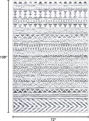 Miniatura 2 de JOLENE.K Alfombra lavable de estilo bohemio para sala de estar, antideslizante, geométrica, de 6 x 9 pies, estilo bohemio, moderno, resistente a las