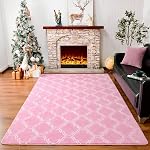 HOMORE Geometric Shag Rug for Bedroom, 5'x7' Rugs for Living Room, Soft Trellis Area Rug for Kids Nursery Dorm, Memory Foam Bedside Rug Indoor Floor Carpet, Gray/White