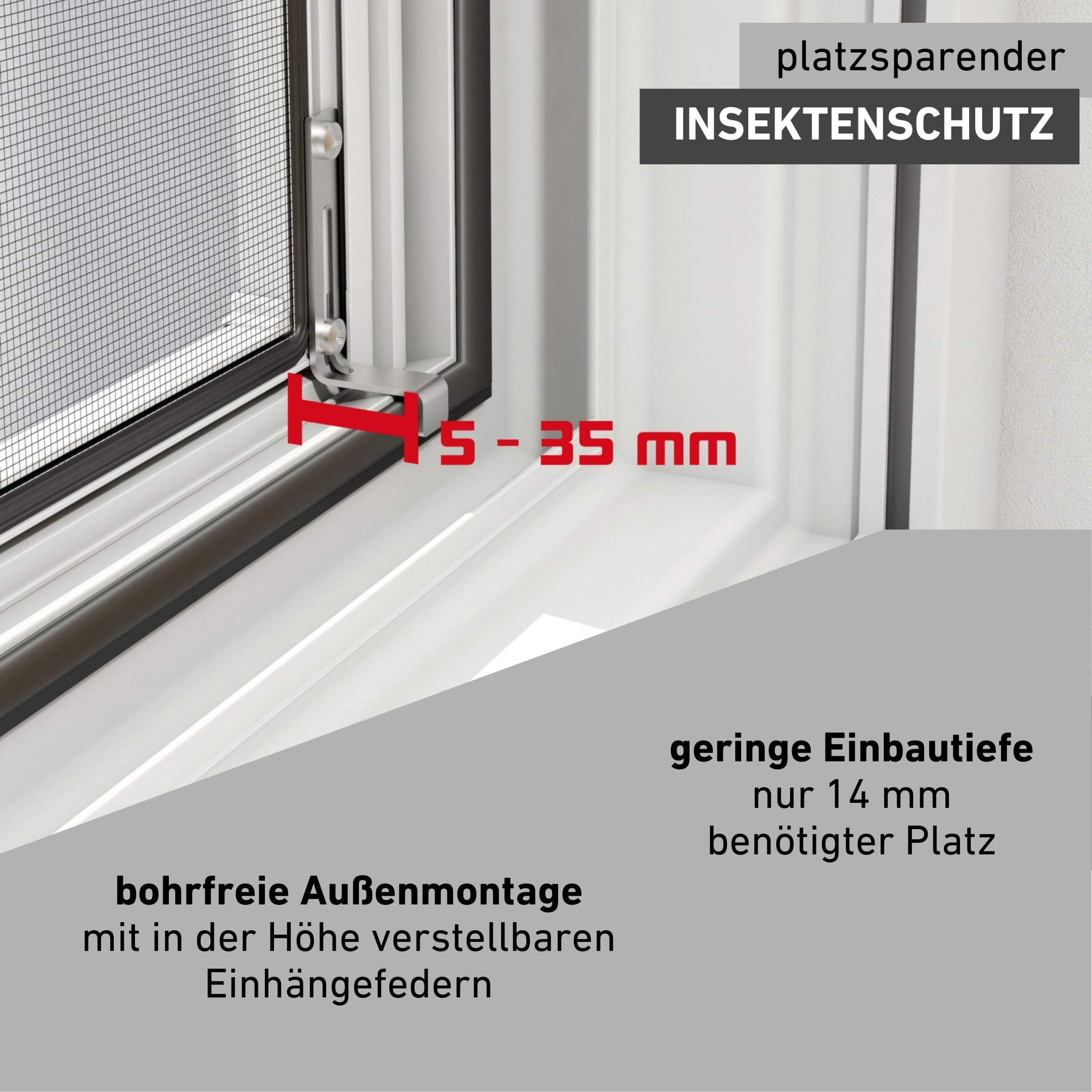 Windhager Insektenschutz Spannrahmenfenster Plus, Fliegengitter, Alurahmen für Fenster, individuell kürzbar, 100 x 120 cm weiß, 04326