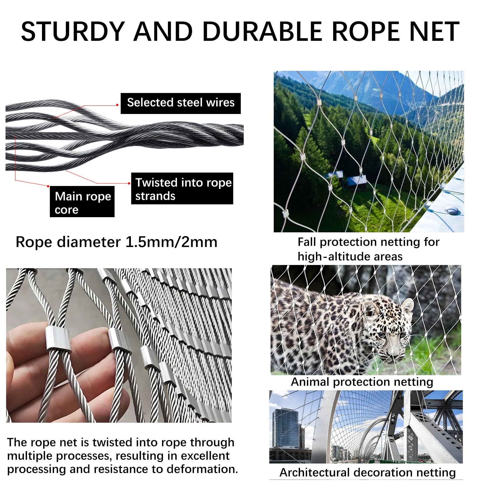 Pollame Tipo X Rete Di Protezione Di Sicurezza 5cm/2mm Per Piante Rampicanti,Balconi,Campi Da Calcio E Giardini 2×2m