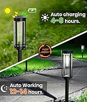 Vista 5 de Luces solares para senderos al aire libre, impermeables, brillantes, luces LED para camino, alimentadas por energía solar para exteriores, patio