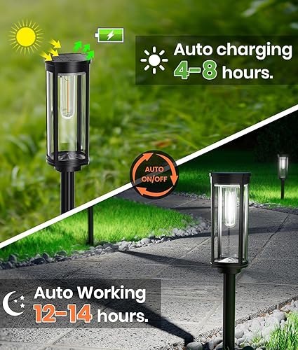 Miniatura 5 de Paquete de 6 luces solares para caminos al aire libre, modernas luces LED solares de súper brillo, 1000 mAh de largo tiempo de trabajo hasta 12
