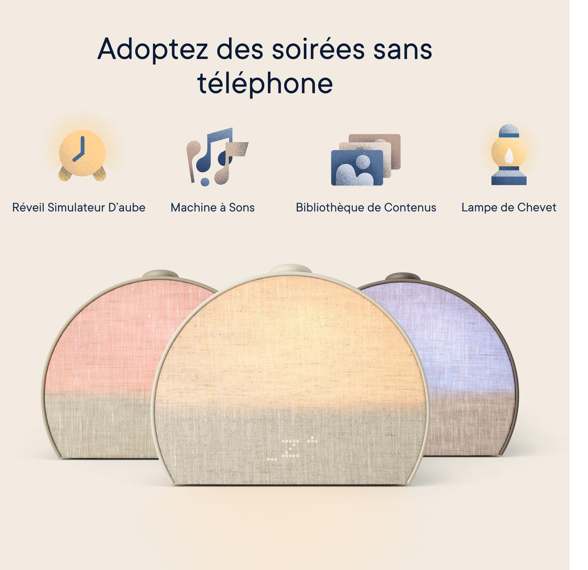 Hatch Restore 3 Réveil simulateur d’Aube et réveil Lumineux avec Machine à Sons et lumière Intelligente – Bruit Blanc, Routine de Sommeil sans écran