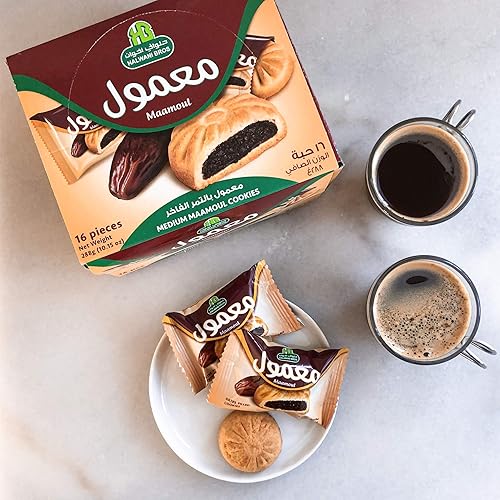 Miniatura 7 de HB Halwani Bros Maamoul - Galletas de mantequilla redondas rellenas de dátiles, 100% naturales, sin conservantes, sin aditivos, 16 galletas medianas