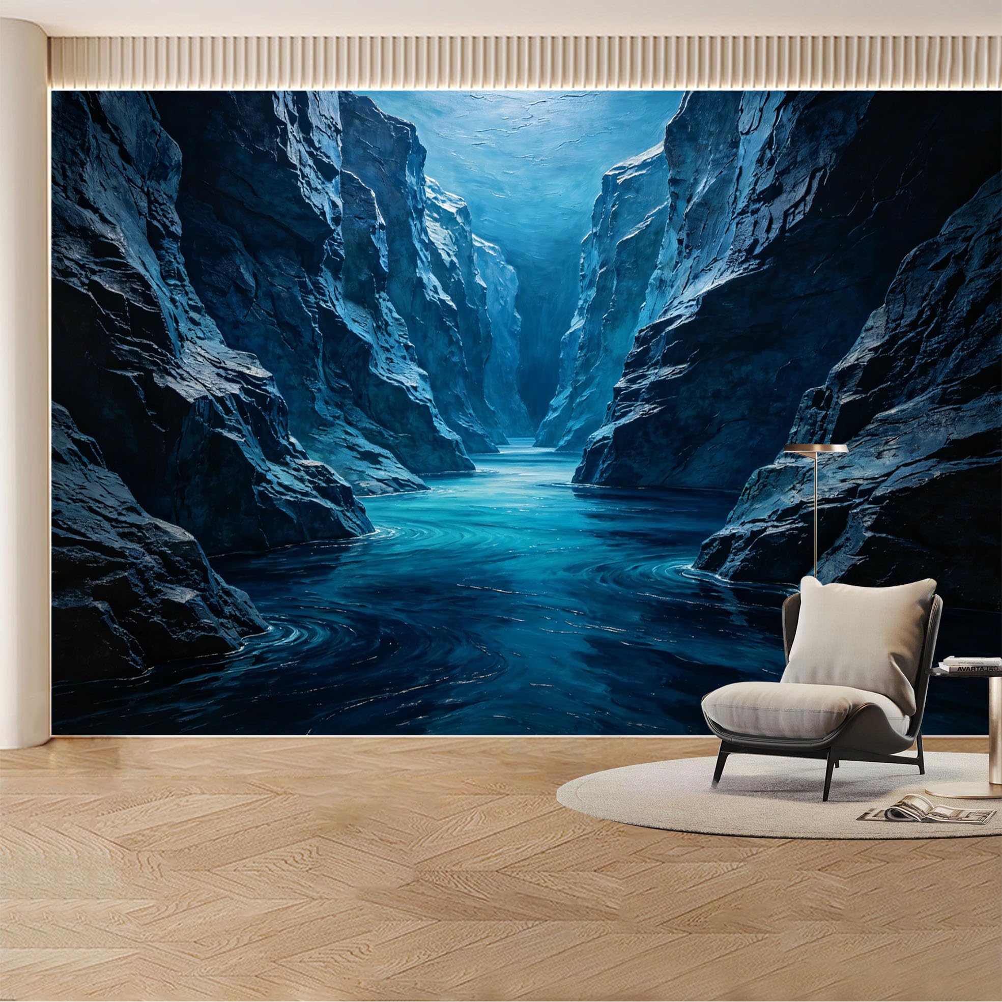 Custom Wall Mural Wallpaper Ocean Canyon Landscape Nature 3D Effect Wall Decor Misty Nordic Removable SelfAdhesive Large Photo for Living Room， Bedroom， Office