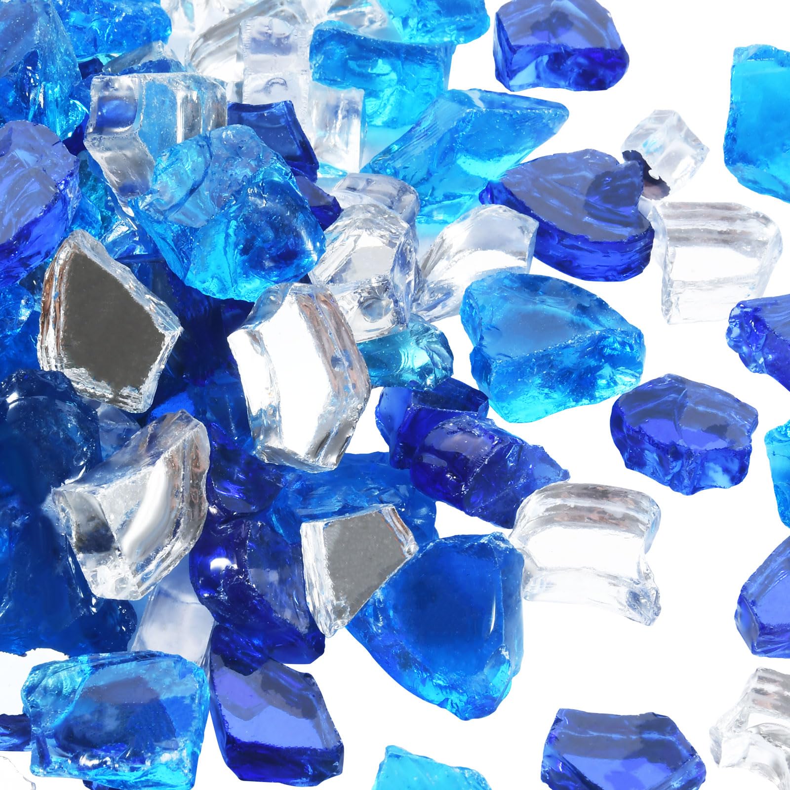 Vidrio para fuego triturado de 1/2 pulgada azul caribeño y cobalto 20 lbs