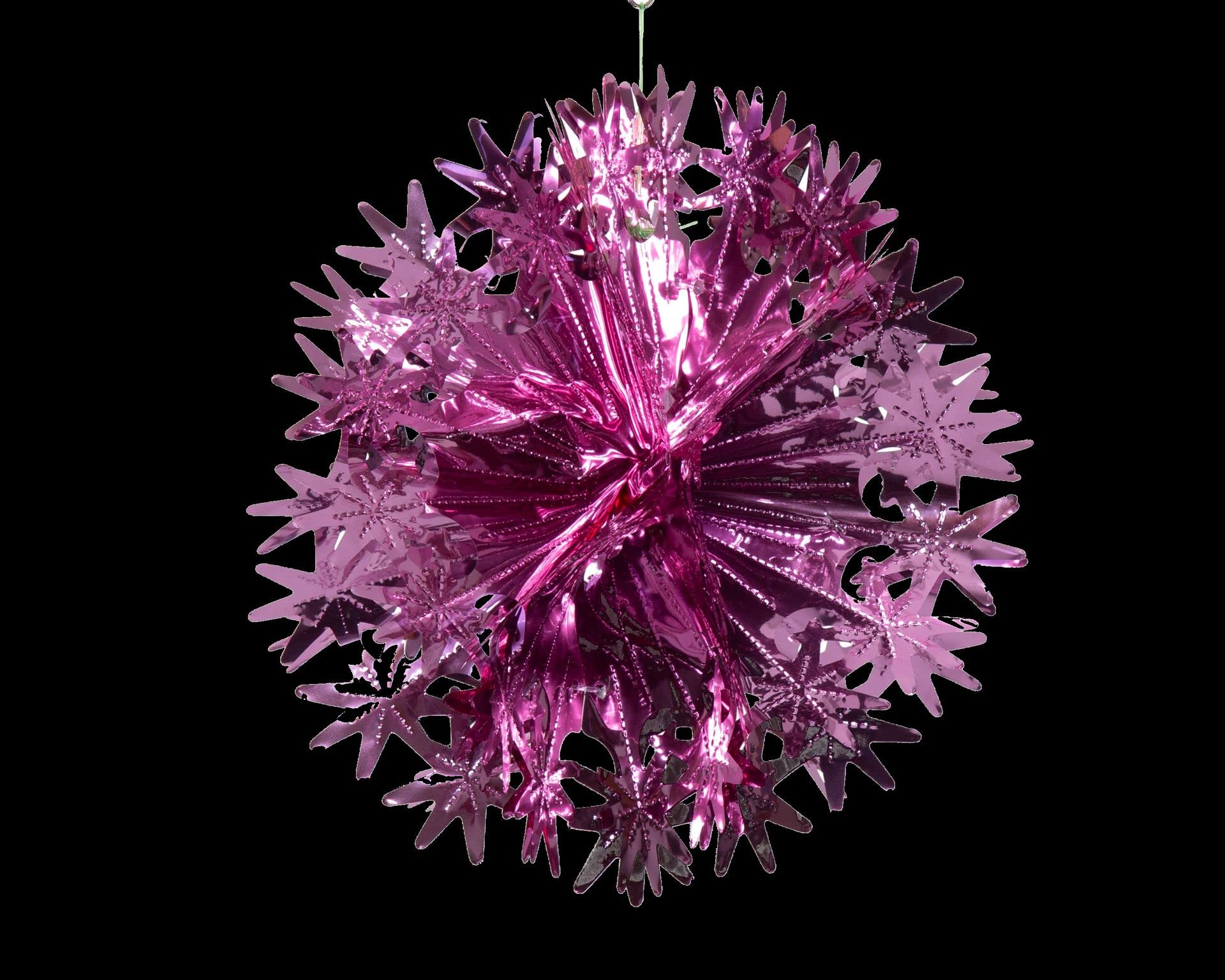 Simply Products Set of 4 40cm Christmas Foil Ceiling Garland Hanging Xmas Decoration, Long Star, Snowflake, Star Ball & Star (Pink) - Image 4