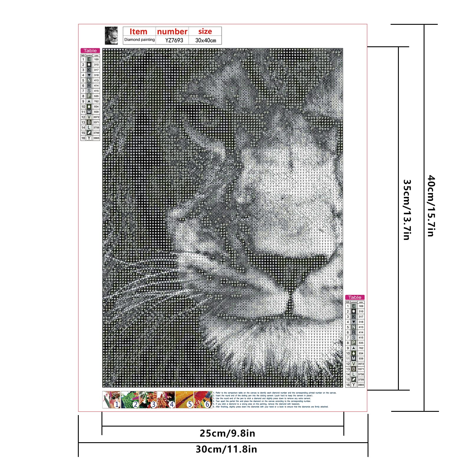 DCIDBEI Diamond Painting 4 Pack 30x40 cm Diamond Painting Animali