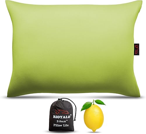 rioyalo X-Foam - Almohada inflable para acampar con funda de espuma extraíble, cómoda, lavable, ultraligera, portátil con soporte lumbar para el