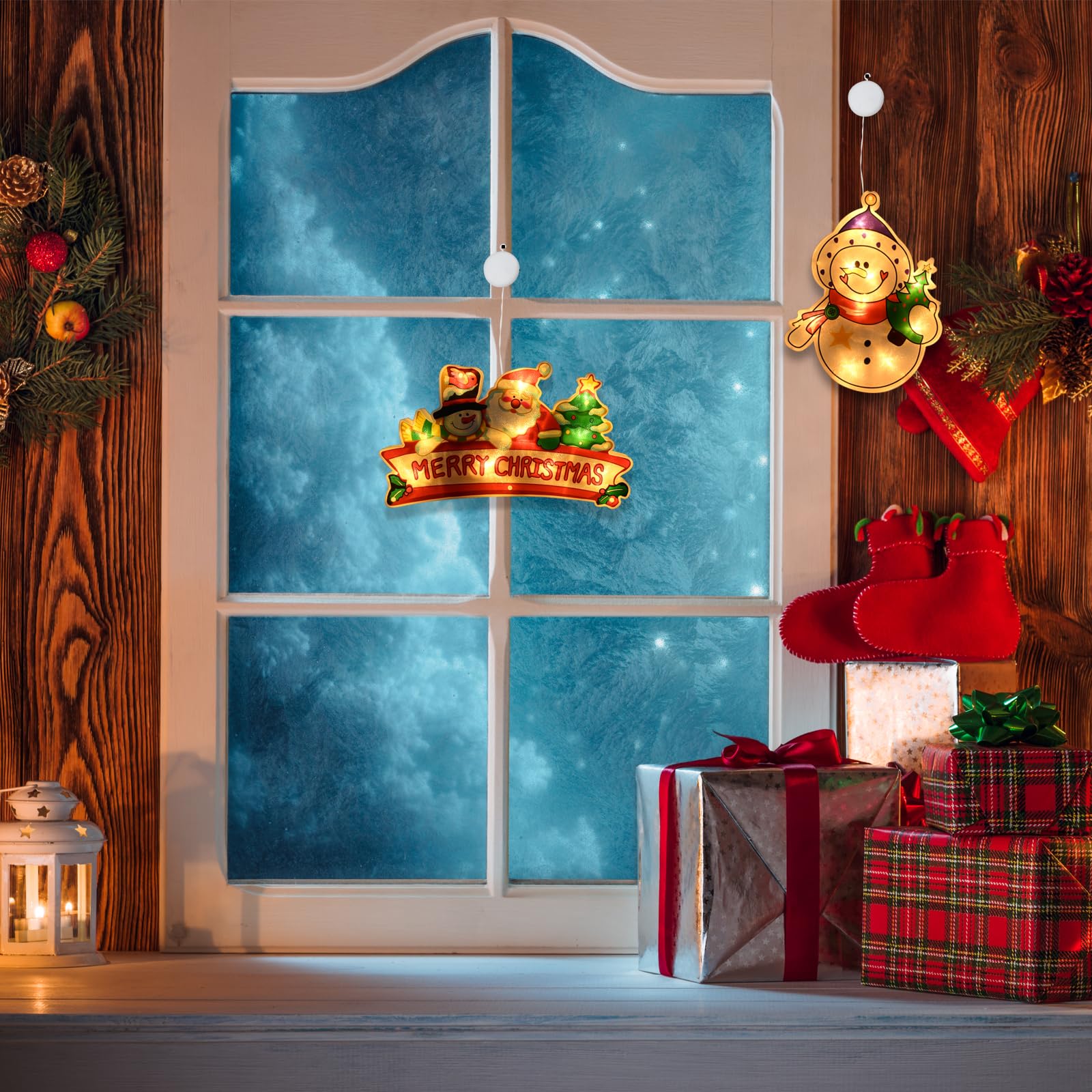 Weihnachts Fensterlichter Mit Saugnapf - 3er Set LED Deko