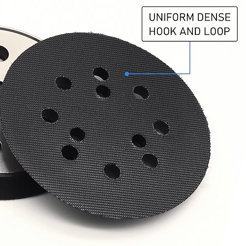 Miniatura 5 de Almohadilla de lijadora de repuesto, paquete de 2 almohadillas de repuesto de lijado orbital de gancho y bucle de 5 pulgadas con 8 agujeros para