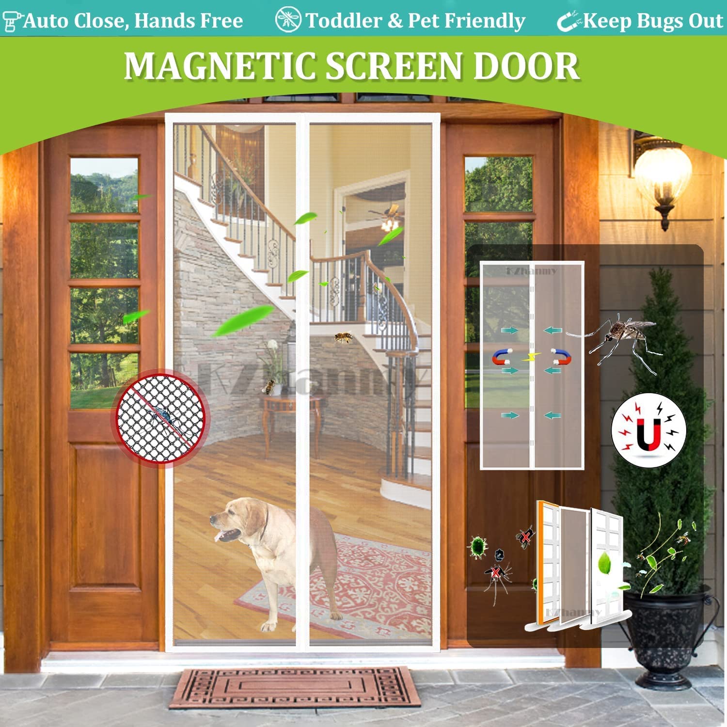 Mosquitera Puerta Magnetica, Adsorción Magnética Plegable Anti Mosquito Insecto Mosquitera, para Puertas de Salón Balcón Corredor.-White B||70x200cm