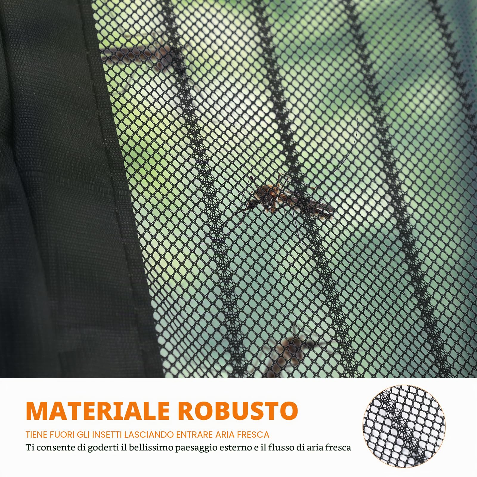 GRIFEMA Zanzariera Magnetica per Porte Finestre 100x220cm - Tenda Anti-Zanzare 1mm con Chiusura Automatica, Installazione Senza Fori per Balconi e Porte (Nero)