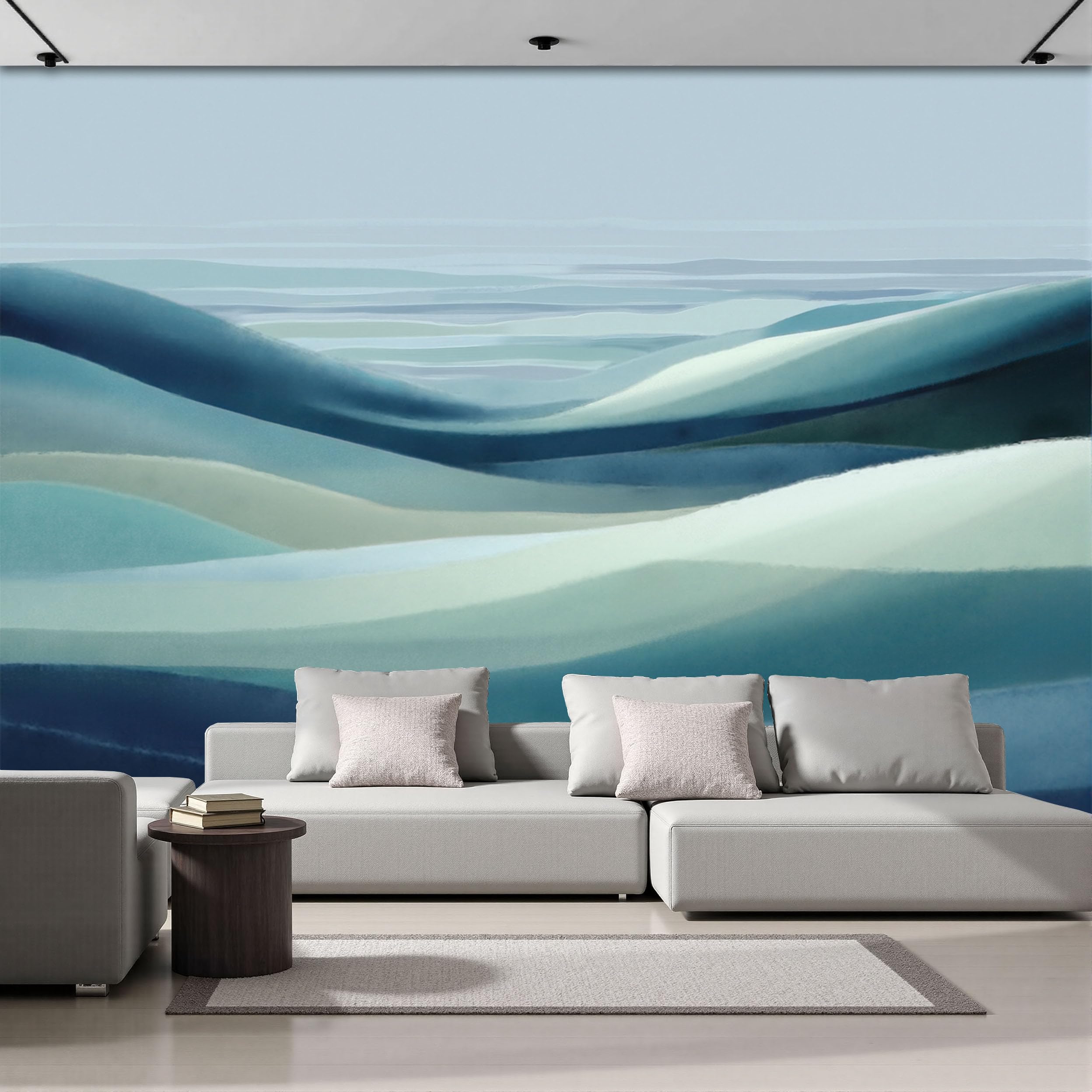 Papier peint panoramique abstrait minimaliste soie poster mural montagnes 400x280cm