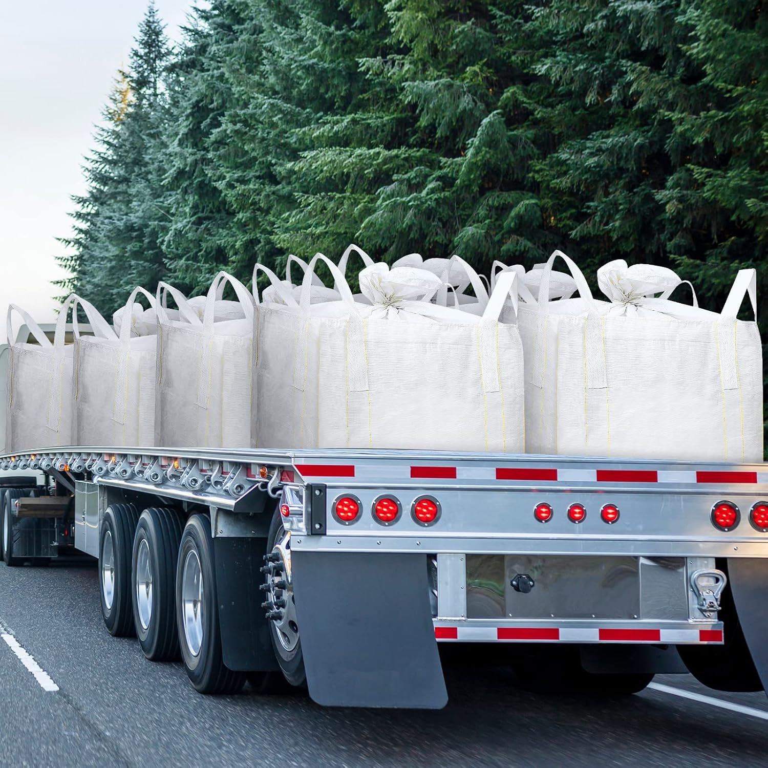 5 Pack FIBC Bulk Bags 1 Ton Bag 35"L x 35"W x 43"H 2200lbs Swl Woven Polypropylene Sack Heavy Duty One Ton Sandbags Duffle Top Flat Bottom for Sand, Industrial, Produce, Fruit, Transport