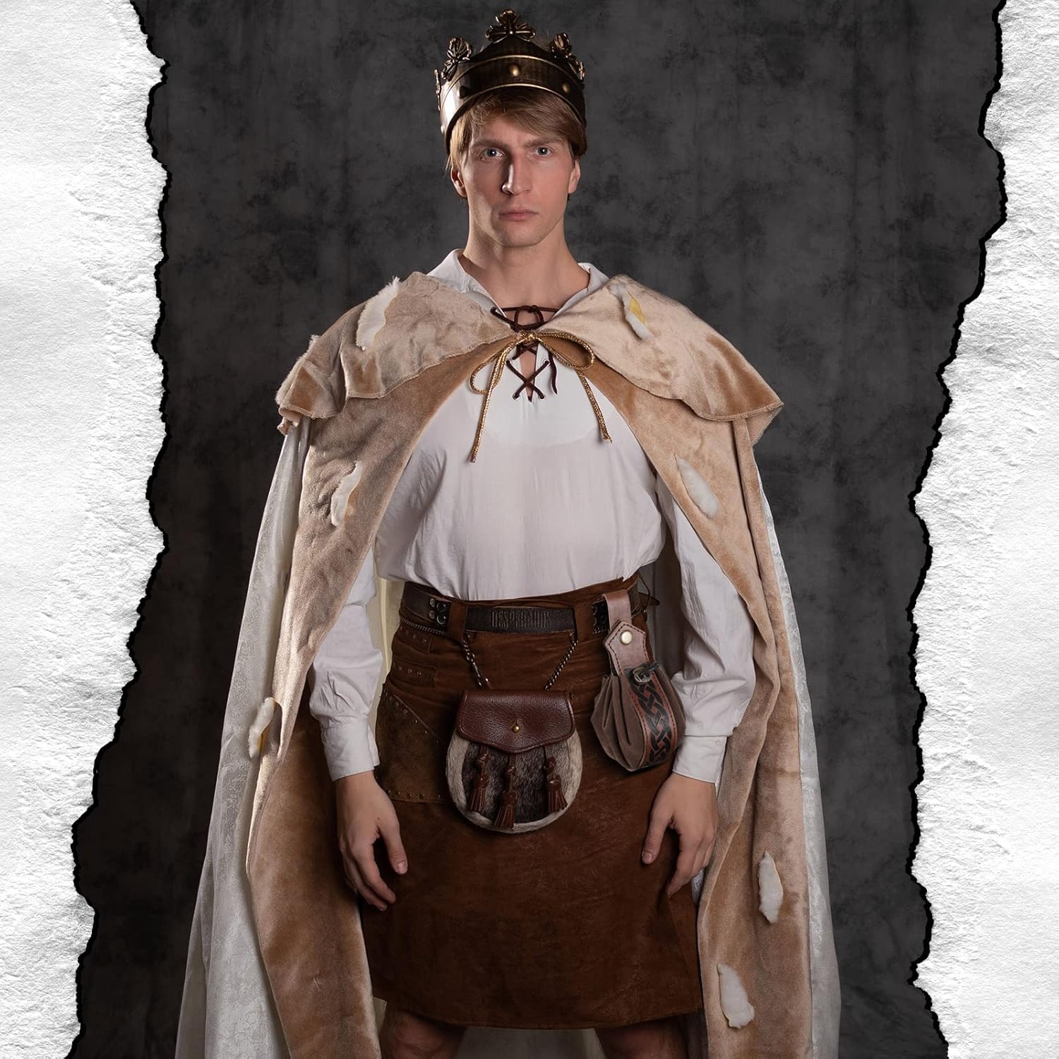 2 Pcs Medieval Faux Leather Pouch Portable Drawstring Purse Medieval Belt Pouch Vintage Renaissance Belt Pouch Dice Bag for Men Women Costume Accessories (Black, Brown) - Image 5