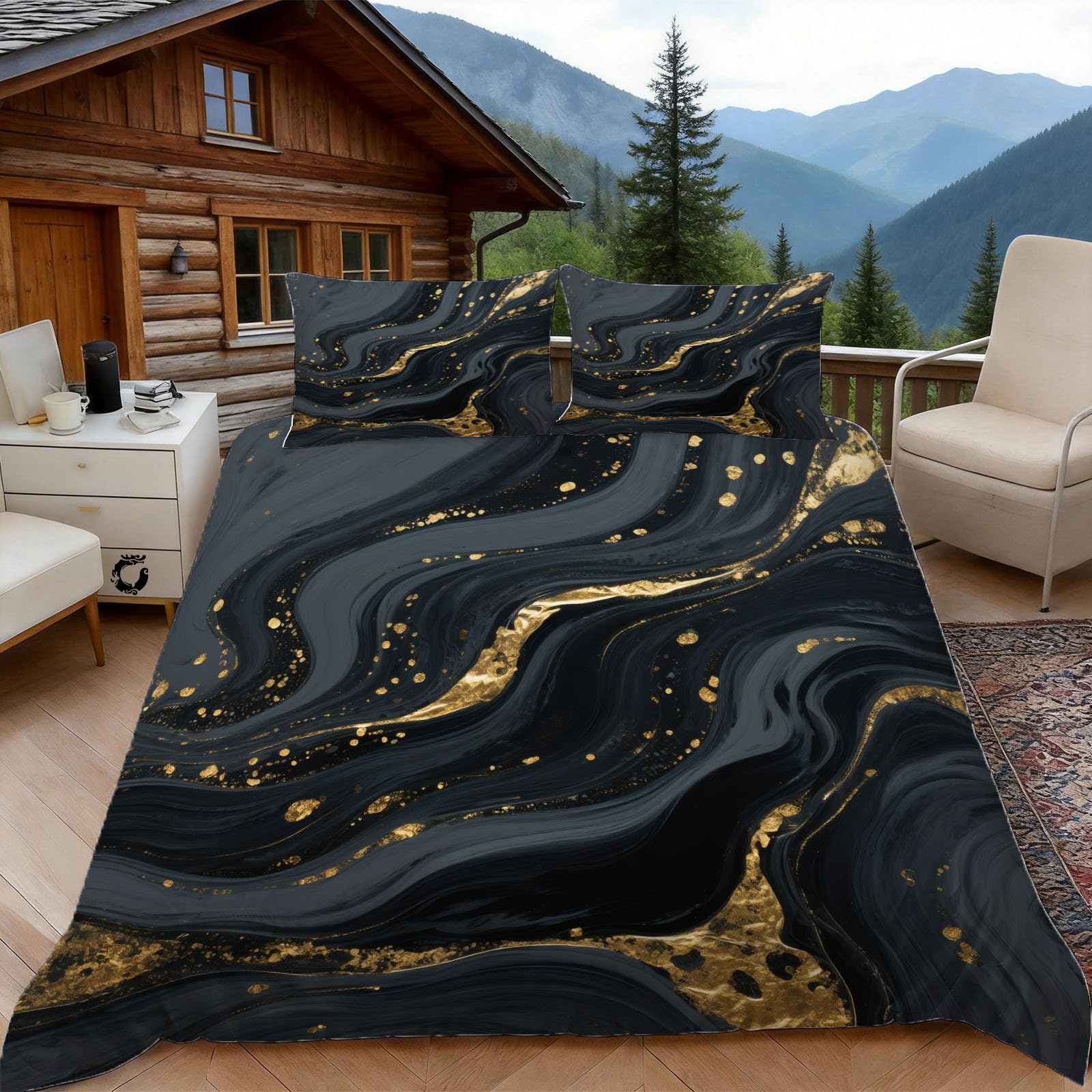 Housse de couette 220x240 zippée fini la couette qui glisse avec cette parure marbre