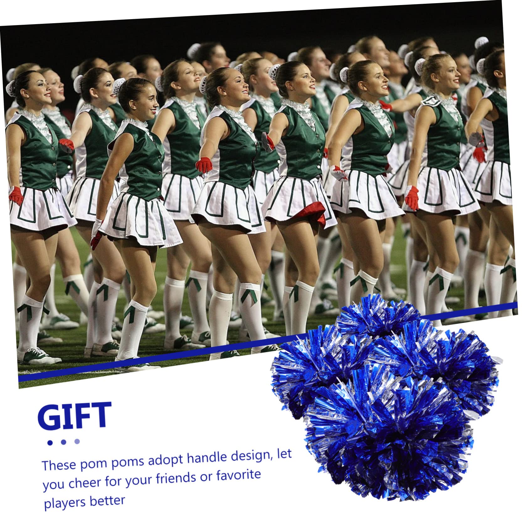 Mipcase 4Pcs Compact Cheer Pom Poms with Easy Use Handles for Sports Events Dance Performances and Celebrations Durable Reusable Lightweight Cheerleading Props