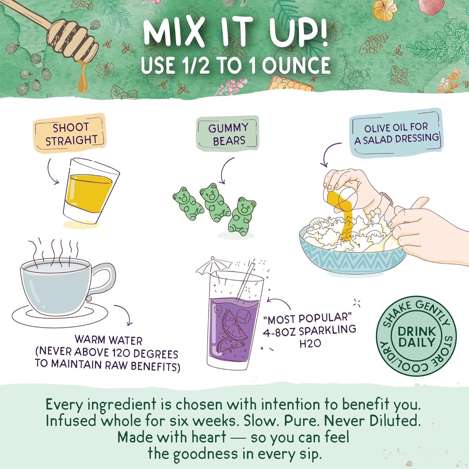 VINGA Organic Elderberry & Holy Basil Moringa Infusion – Daily Herbal Tonic with Apple Cider Vinegar, Ginger, Hibiscus, Honey | Supports Immune & Overall Wellness | Non-GMO, 16 oz