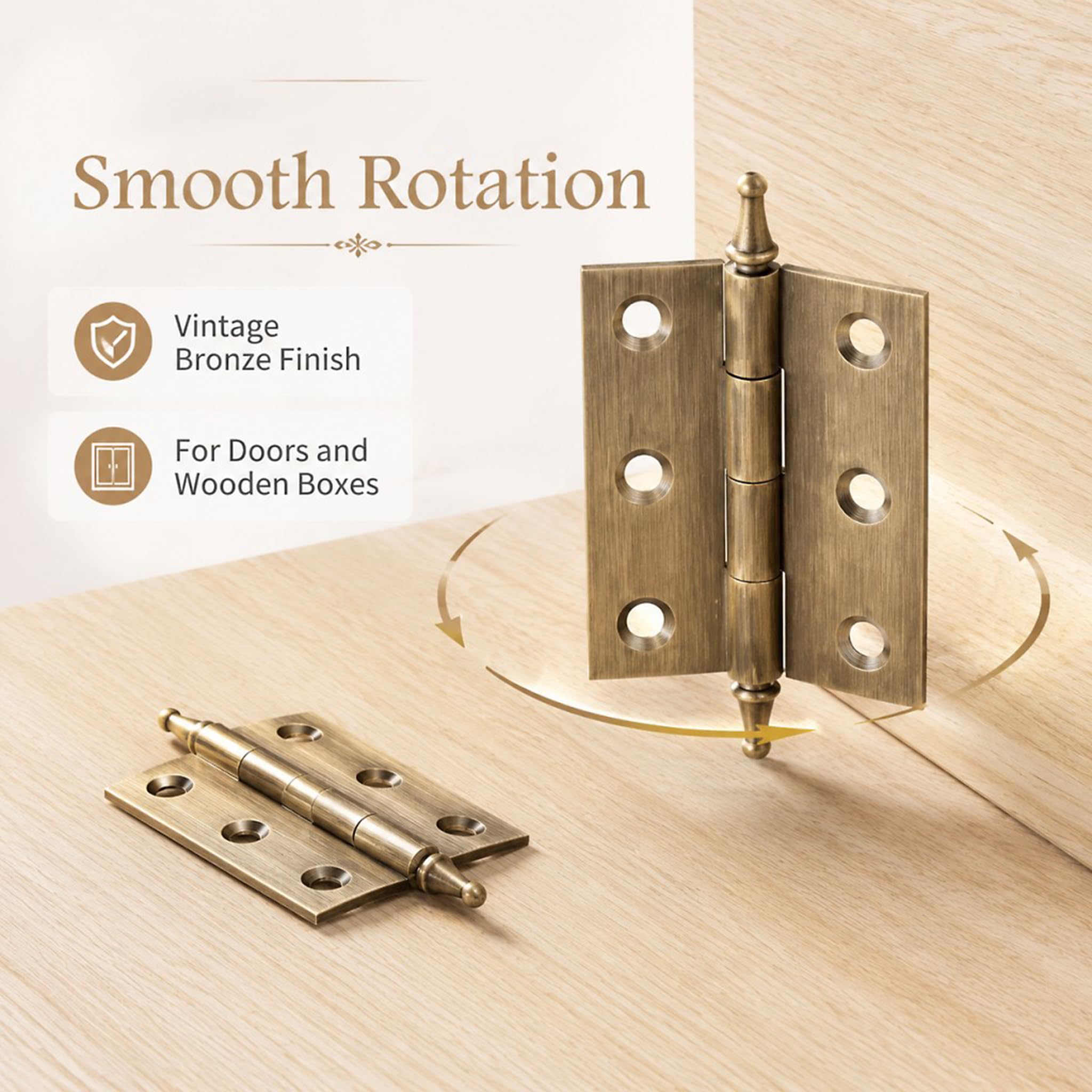 Brushed Bronze Hinges - 2 Inch Folding Butt Hinges (2Pcs) -2