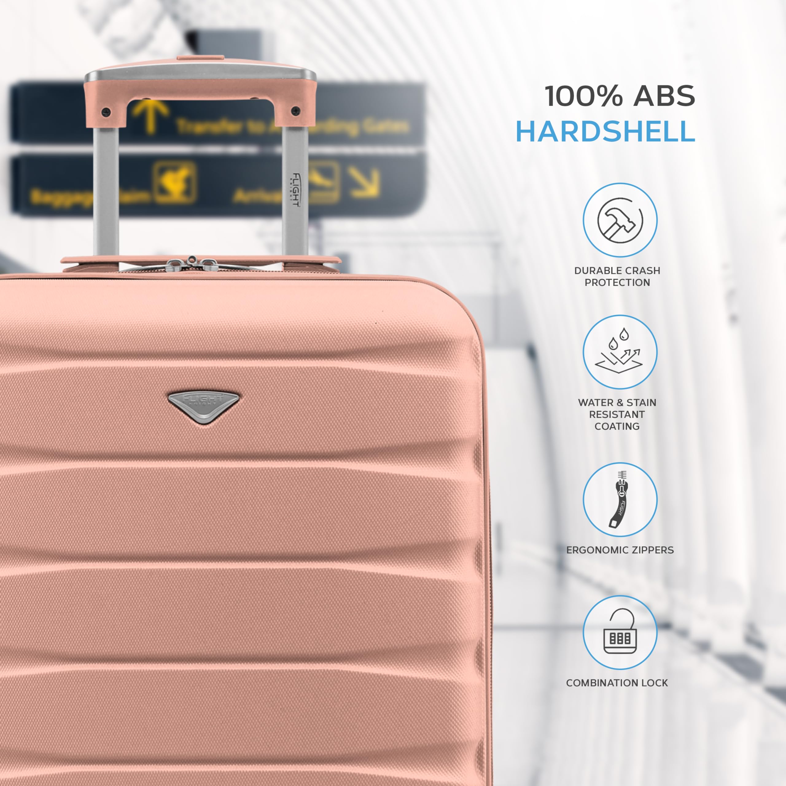 Flight Knight 55 x 40 x 23 cm Cabin Bag, Suitcase for Lufthansa & Over 30 Airlines Including British Airways, EasyJet Travle Bag- Lightweight Durable 4 Wheel Carry On Suitcase, Hard Shell- 55x40x23