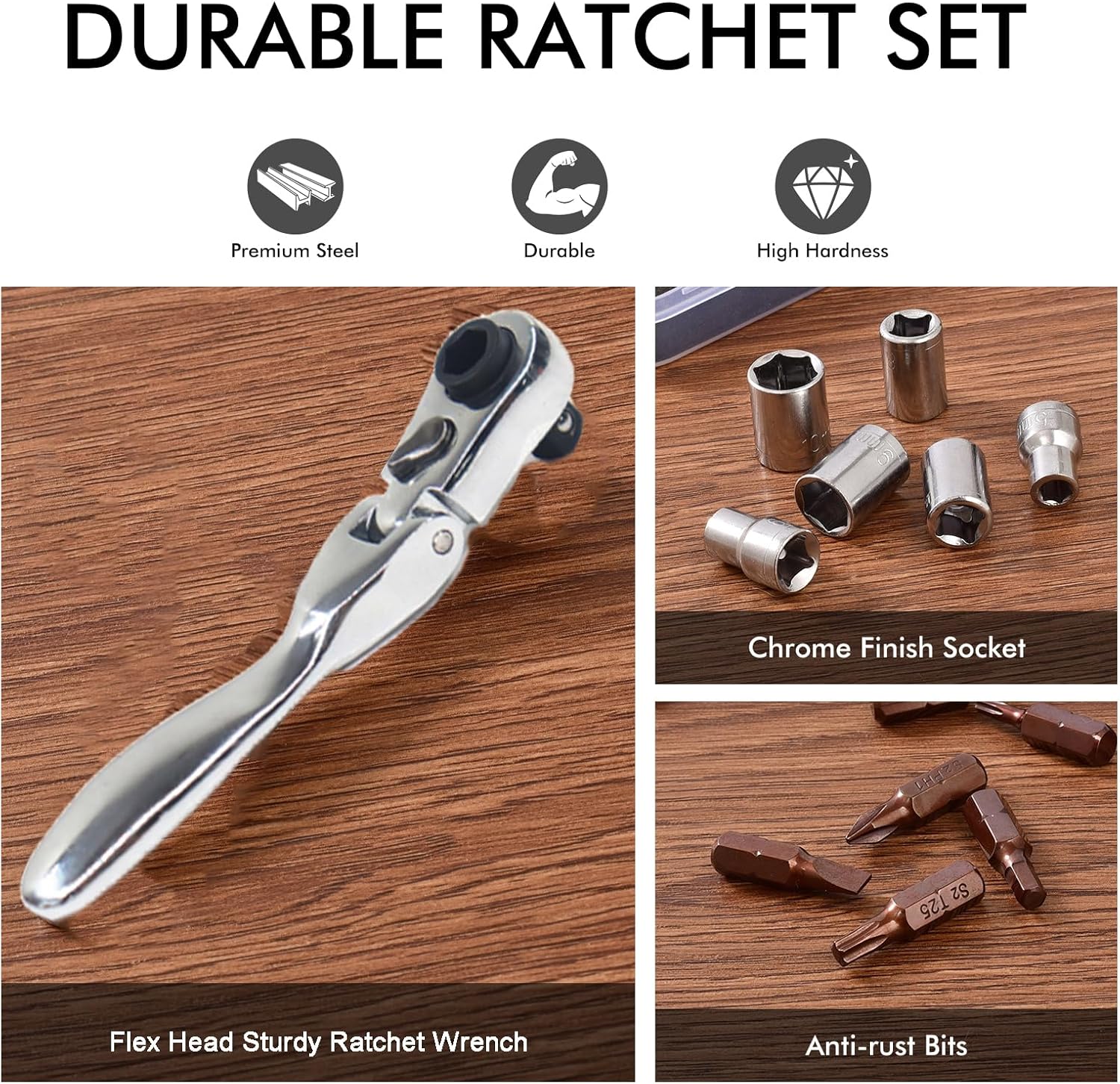 COTOUXKER Mini ratchet screwdriver Set, Right Angle Screwdriver set with 1/4 Mini Flex Ratchet Wrench and Bits Sockets for Tight Spaces(Ratchet wrench with bits and socket)