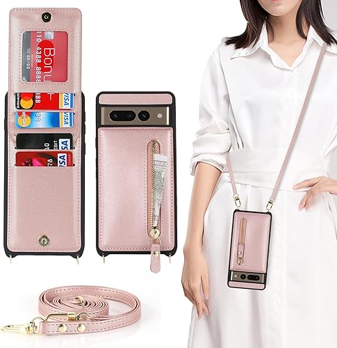 Funda para Google Pixel 7 Pro con tarjetero para mujer, Pixel 7 Pro Funda para teléfono con correa y ranuras para tarjetas de crédito Crossbody con