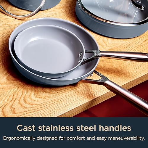 Miniatura 11 de Ninja Ceramic Pro CW39011MM - Juego de ollas y sartenes antiadherentes con tapas de vidrio, no tóxico, sin PTFE, revestimiento de cerámica, apto