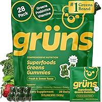 Vista 10 de Gruns - Gomitas multivitamínicas Super Greens para adultos, superalimento de vitaminas con espirulina, clorella, fibra prebiótica para la salud