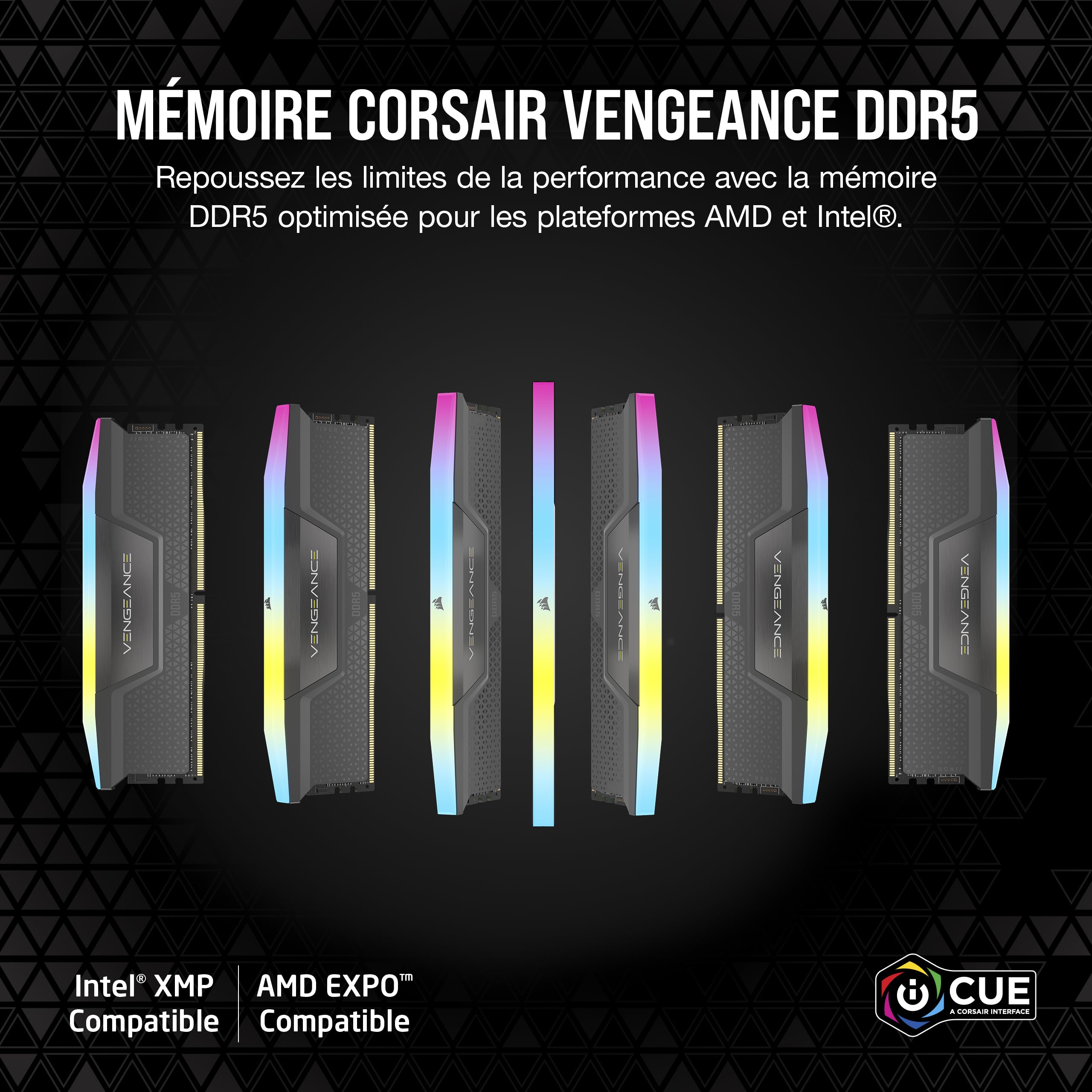 CORSAIR Vengeance RGB DDR5 RAM 64Go (2x32Go) 6000MHz CL28-36-36-96