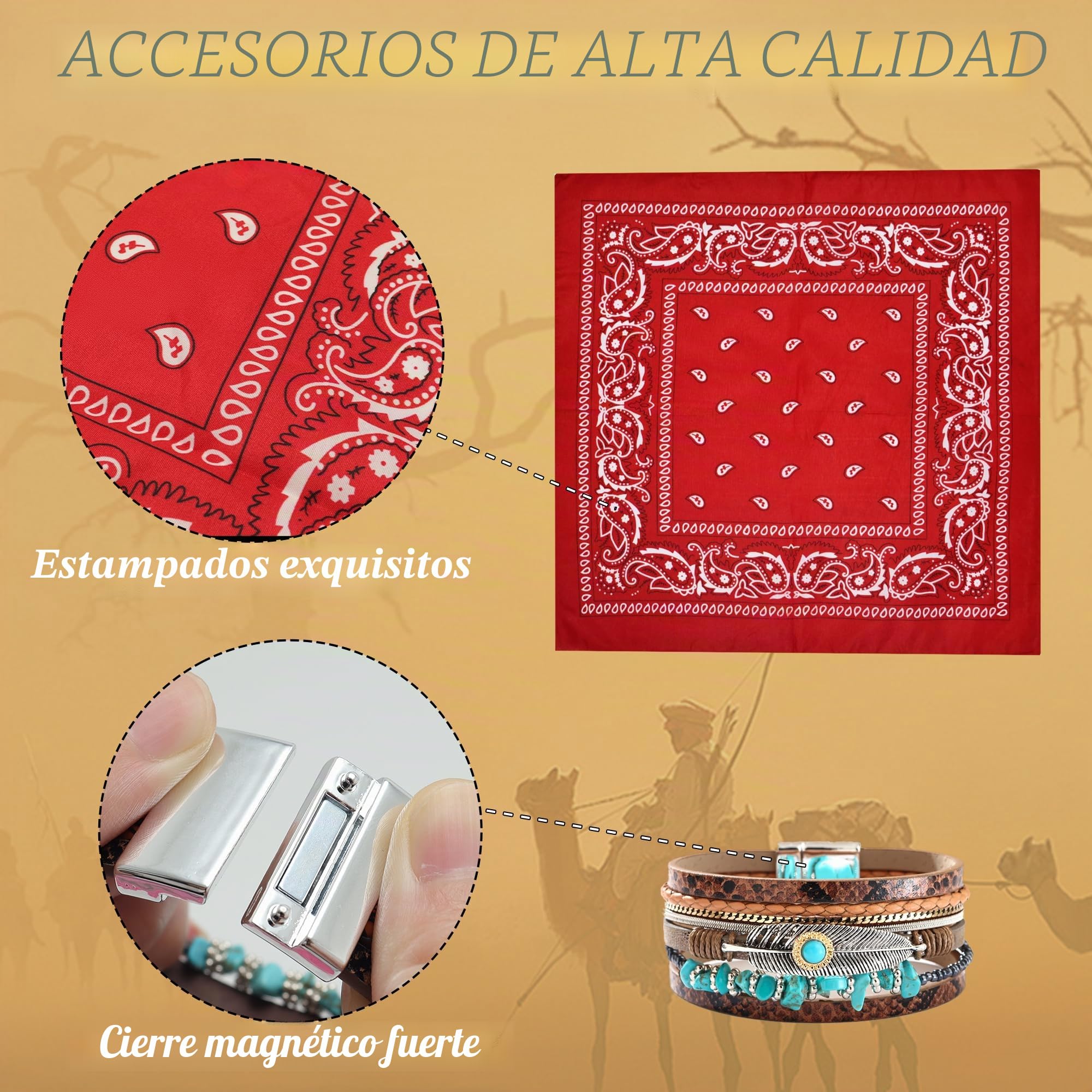 Disfraz Vaquera Mujer, Disfraz Cowboy Adulta, Chaleco de Vaquera Hippie, con Pulsera Sombrero Bufanda