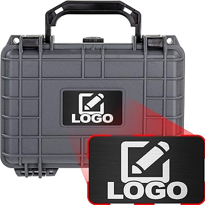 Eylar Protective Gear and Camera Hard Case with Custom Logo Engraved Plate, Water & Shock Proof w/Foam TSA Approved 8.12 inch 6.56 inch 3.56 inch (Gray)