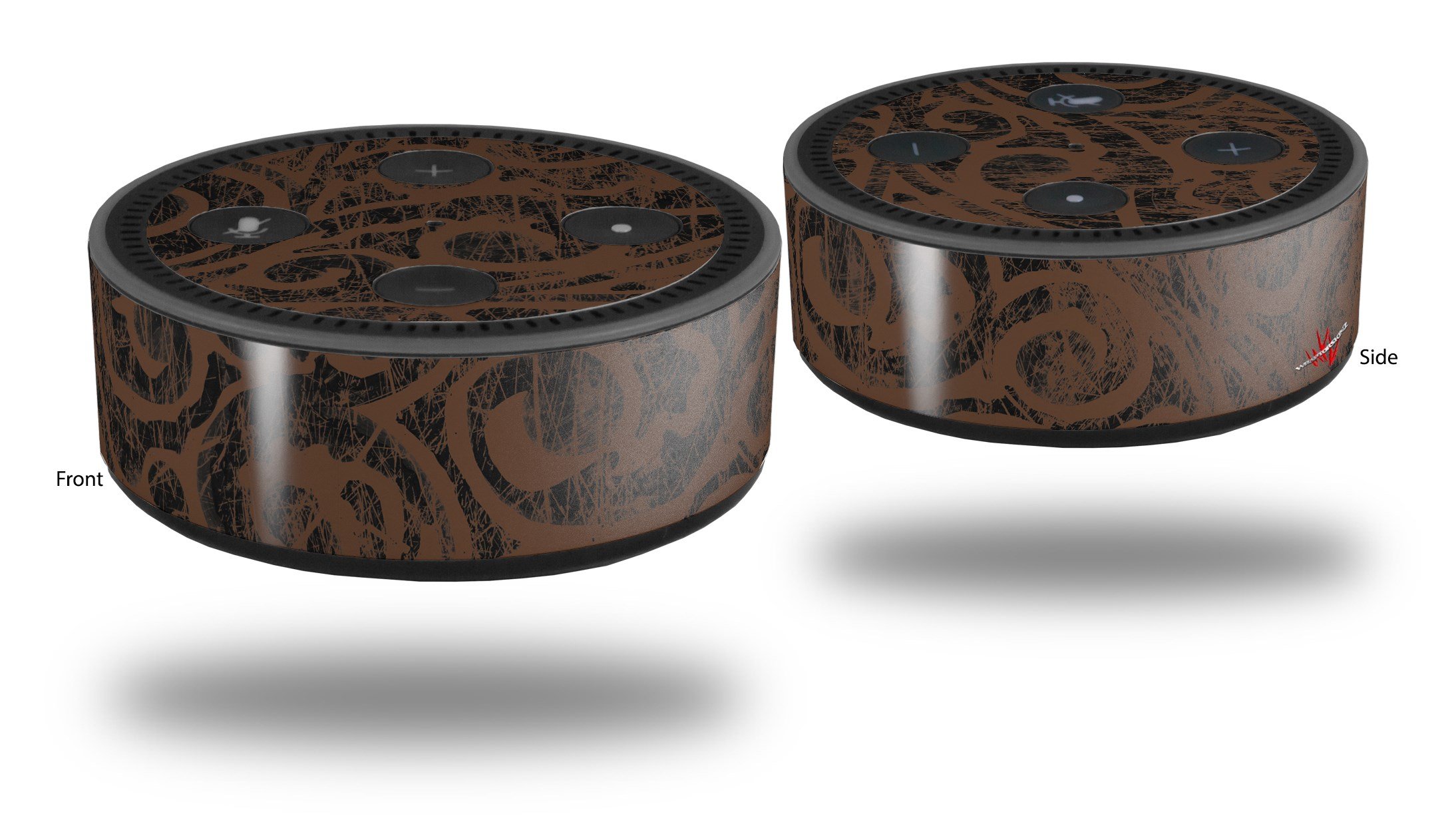 Skin Wrap Decal Set 2 Pack for Amazon Echo Dot 2 - Folder Doodles Chocolate Brown (2nd Generation ONLY - Echo NOT Included)