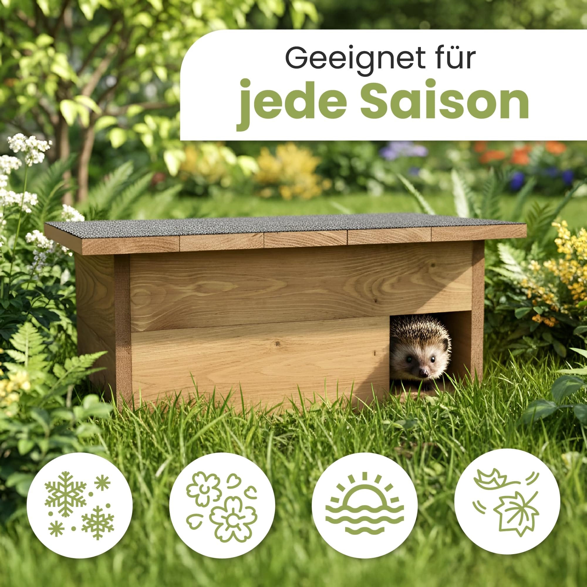 PATKAR Igelhaus Winterfest mit Boden [SCHÜTZT VOR FRESSFEINDEN] - Premium Igelfutterhaus (Made in Europe) - Hochwertige Igelhäuser Igel Haus - Igel Schlafhaus Igel Futterhaus - Igelhotel Igelhöhle