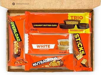 American Chocolate Gift Box, Peanut Butter Chocolate Selection Box, Trio, Sticks, White Cups and Nutrageous Bars USA Sweets Present
