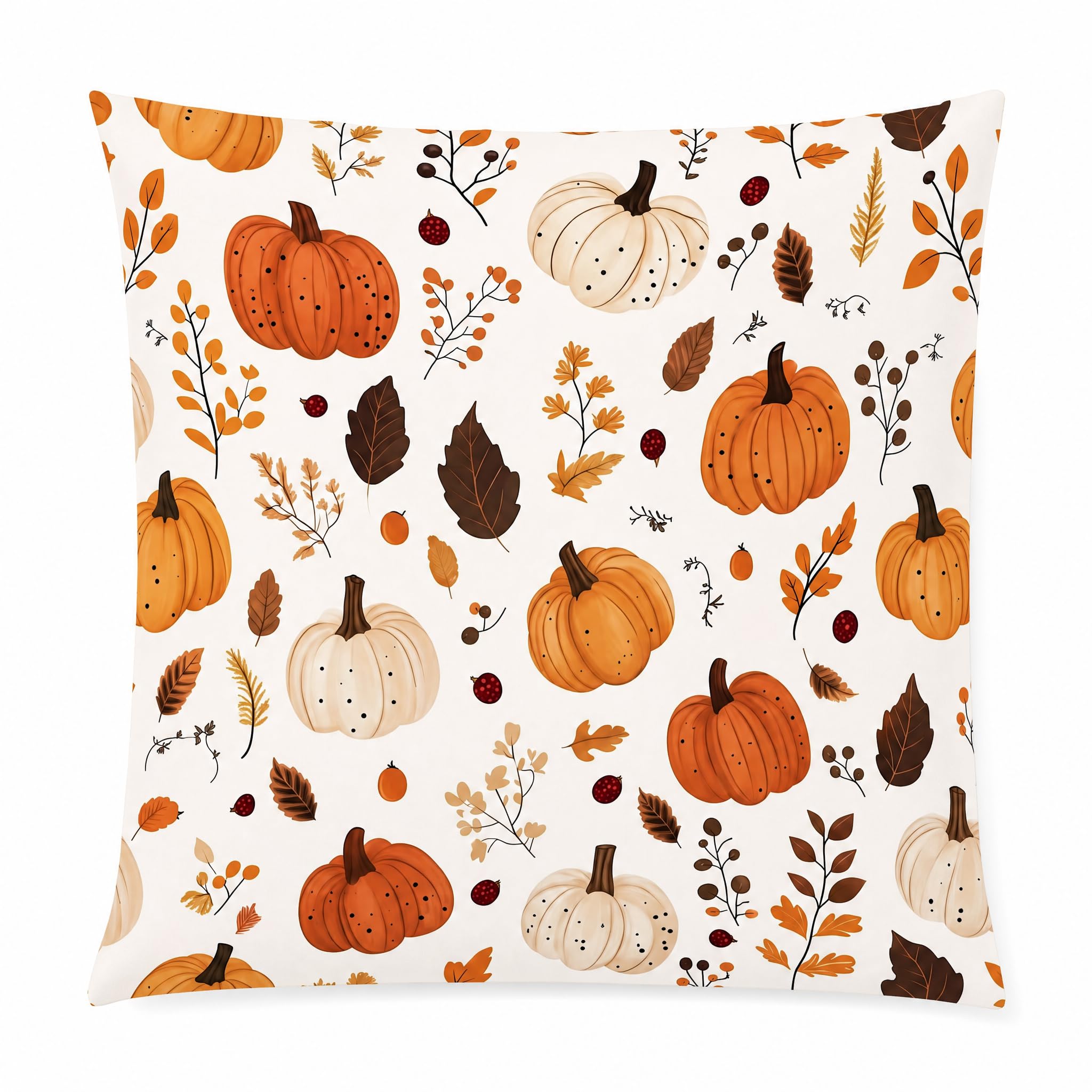 Autumn Pumpkin Leaf Berry 45x45cm Cushion Cover,Indoor Outdoor Pillow Cover — image 1