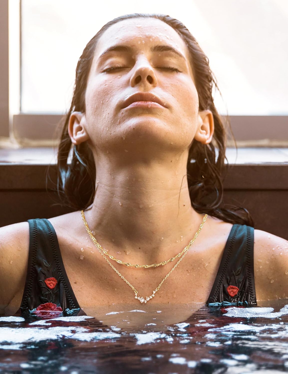 ORAZIO Layered Gold Necklaces for Women Non Tarnish, Dainty 14K Gold Plated Cubic Zircon Necklace Stack Layering Chain Necklace Stackable Cute CZ Pendant Choker Necklace for Women - Image 3